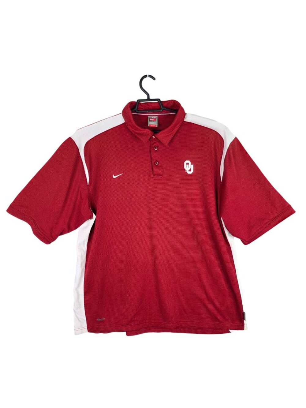 Mens Nike Team Fit Dry Red & White Oklahoma Polo Shirt Short Sleeve Size XXL